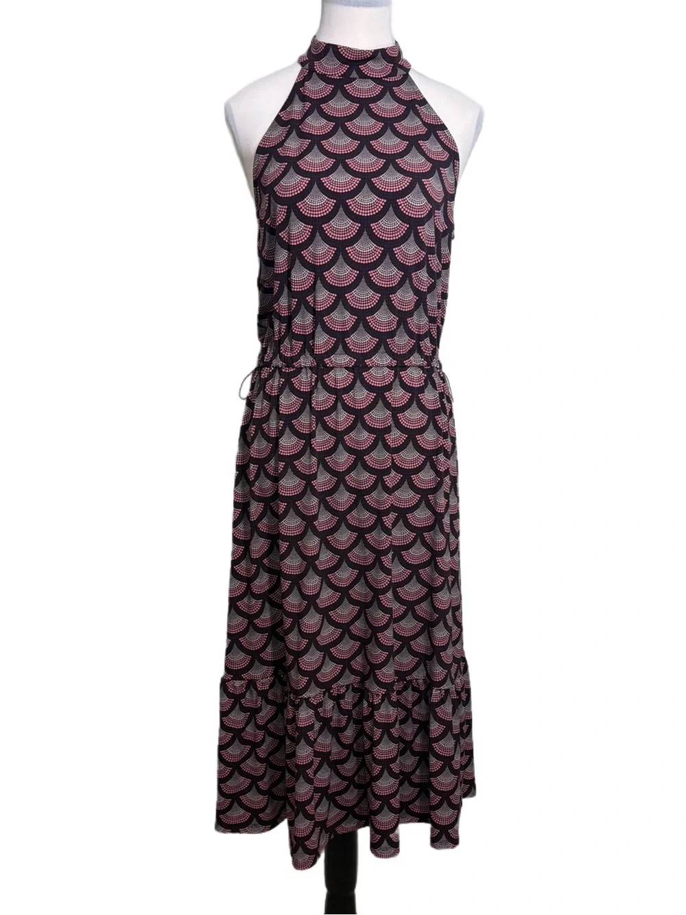 Michael Kors Sleeveless Pink & Black Patterned Maxi Dress